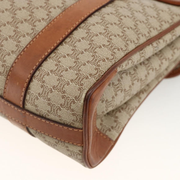 CELINE Macadam Canvas Handtasche PVC Beige Gold Auth ka3048