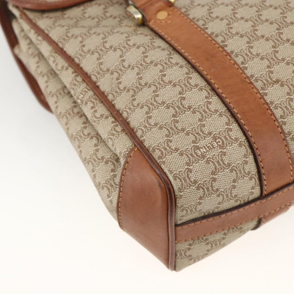 CELINE Macadam Canvas Handtasche PVC Beige Gold Auth ka3048