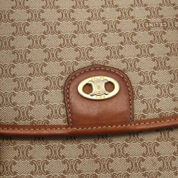 CELINE Macadam Canvas Handtasche PVC Beige Gold Auth ka3048