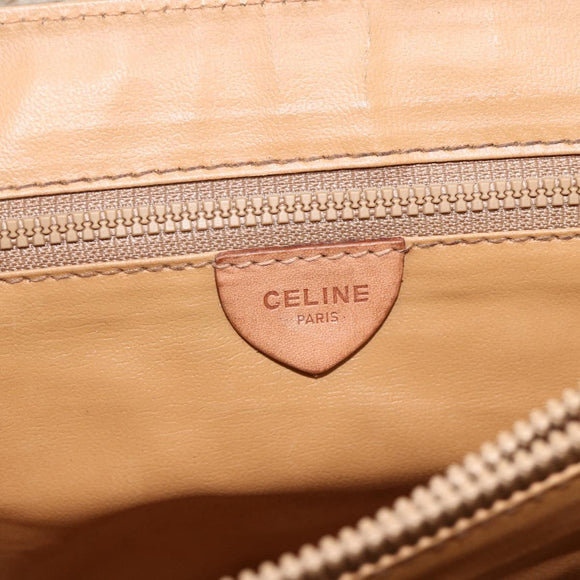 CELINE Macadam Canvas Handtasche PVC Beige Gold Auth ka3048