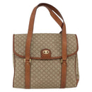 CELINE Macadam Canvas Handtasche PVC Beige Gold Auth ka3048-13