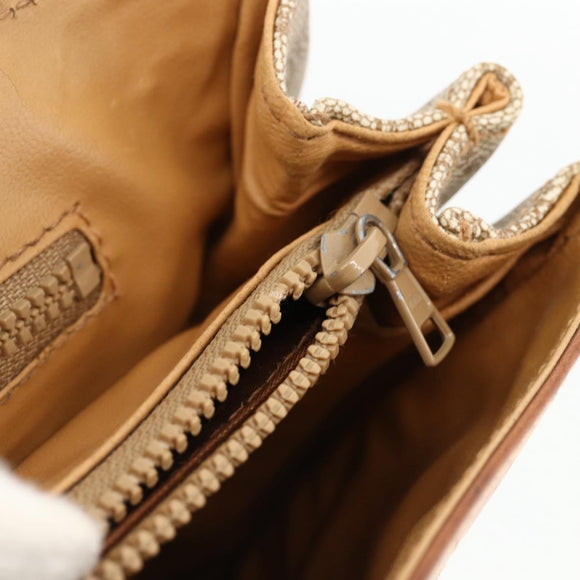 CELINE Macadam Canvas Handtasche PVC Beige Gold Auth ka3048