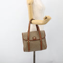 CELINE Macadam Canvas Handtasche PVC Beige Gold Auth ka3048-25