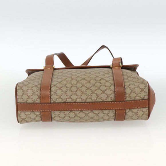 CELINE Macadam Canvas Handtasche PVC Beige Gold Auth ka3048
