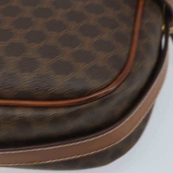 CELINE Macadam Canvas Shoulder Bag PVC Leather Brown Gold Auth ka3049