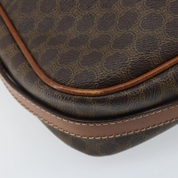 CELINE Macadam Canvas Shoulder Bag PVC Leather Brown Gold Auth ka3049