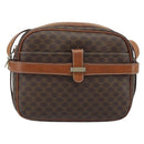CELINE Macadam Canvas Shoulder Bag PVC Leather Brown Gold Auth ka3049-13