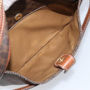 CELINE Macadam Canvas Shoulder Bag PVC Leather Brown Gold Auth ka3049-23
