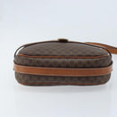 CELINE Macadam Canvas Shoulder Bag PVC Leather Brown Gold Auth ka3049-5