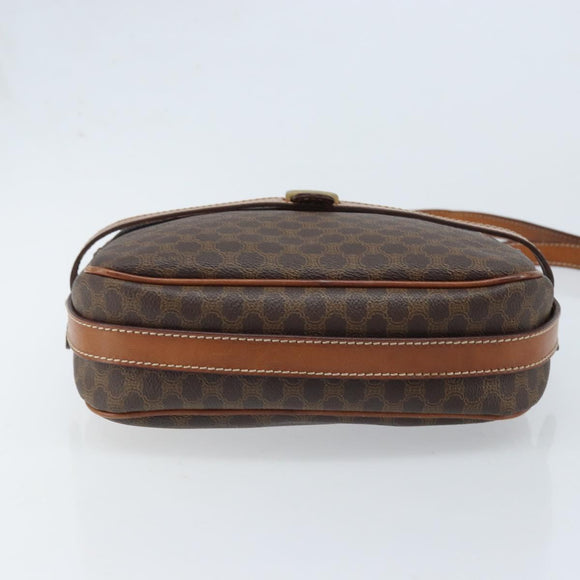 CELINE Macadam Canvas Shoulder Bag PVC Leather Brown Gold Auth ka3049