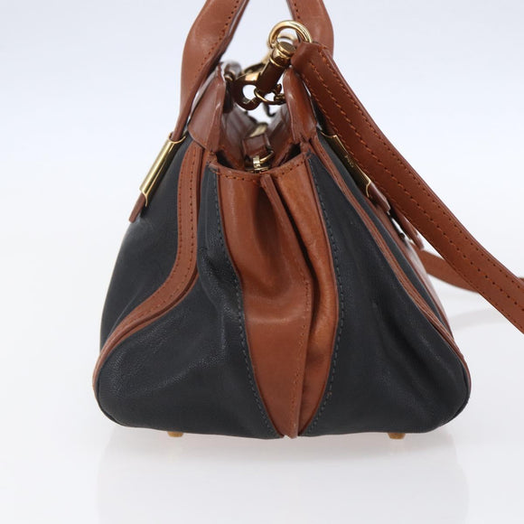 Chloe Alice Hand Bag Leather 2way Brown Gold Auth ka305