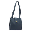 CELINE Shoulder Bag Leather Navy Gold Auth ka3054-1