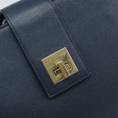 CELINE Shoulder Bag Leather Navy Gold Auth ka3054-17