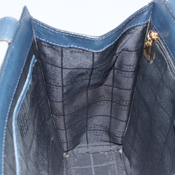 CELINE Shoulder Bag Leather Navy Gold Auth ka3054