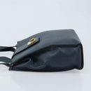 CELINE Shoulder Bag Leather Navy Gold Auth ka3054-4