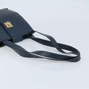 CELINE Shoulder Bag Leather Navy Gold Auth ka3054-7