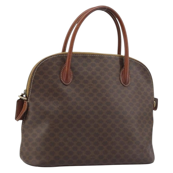 CELINE Macadam Canvas Hand Bag PVC Leather Brown Gold Auth ka3055