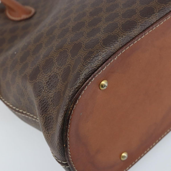 CELINE Macadam Canvas Hand Bag PVC Leather Brown Gold Auth ka3055