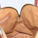 CELINE Macadam Canvas Hand Bag PVC Leather Brown Gold Auth ka3055-17