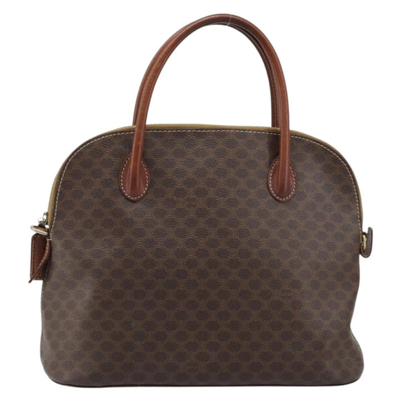 CELINE Macadam Canvas Hand Bag PVC Leather Brown Gold Auth ka3055