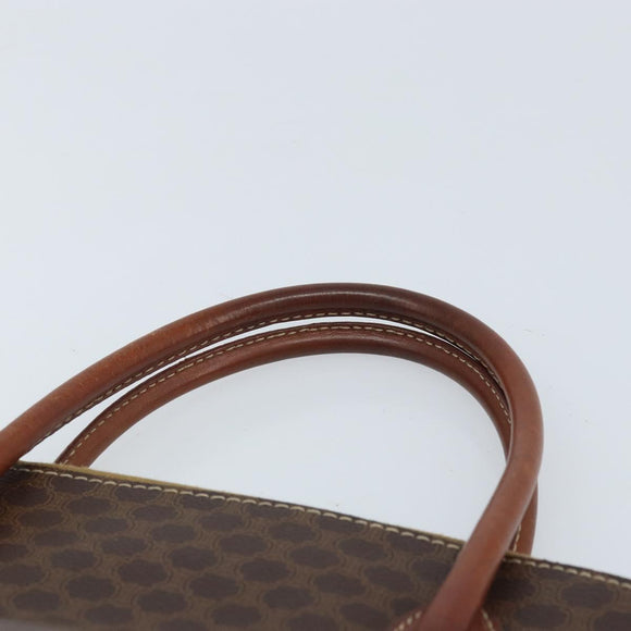 CELINE Macadam Canvas Hand Bag PVC Leather Brown Gold Auth ka3055