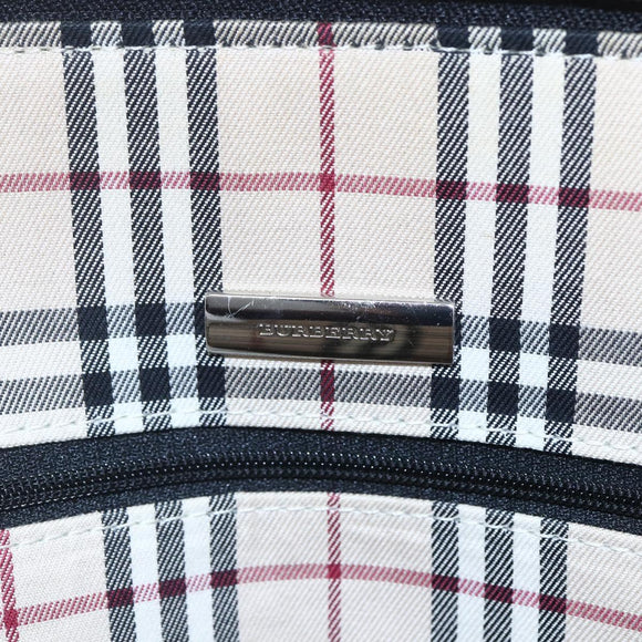 BURBERRY Hand Bag Leather Black Silver Auth ka306