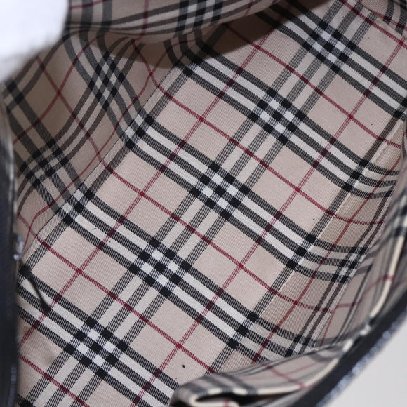 BURBERRY Hand Bag Leather Black Silver Auth ka306