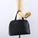 BURBERRY Hand Bag Leather Black Silver Auth ka306-22