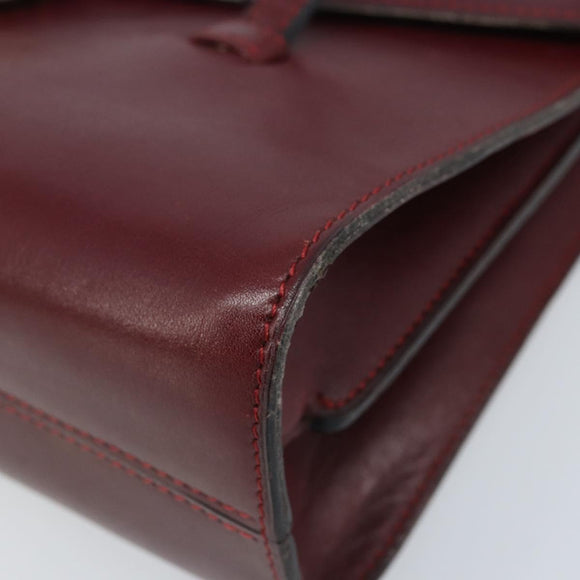 Christian Dior Hand Bag Leather Red Gold Auth ka3061