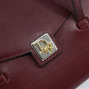 Christian Dior Hand Bag Leather Red Gold Auth ka3061-17