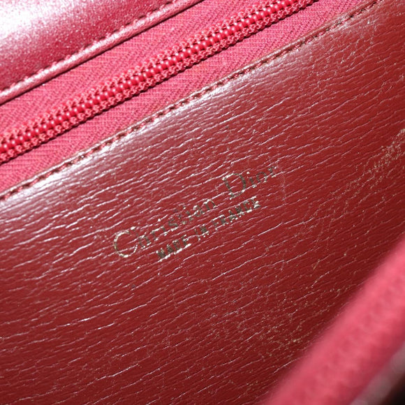Christian Dior Hand Bag Leather Red Gold Auth ka3061
