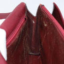 Christian Dior Hand Bag Leather Red Gold Auth ka3061-19