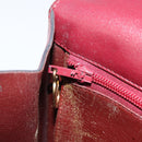 Christian Dior Hand Bag Leather Red Gold Auth ka3061-21