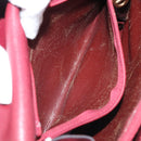Christian Dior Hand Bag Leather Red Gold Auth ka3061-12