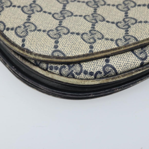 GUCCI GG Supreme Shoulder Bag PVC Navy Gold Auth ka3065
