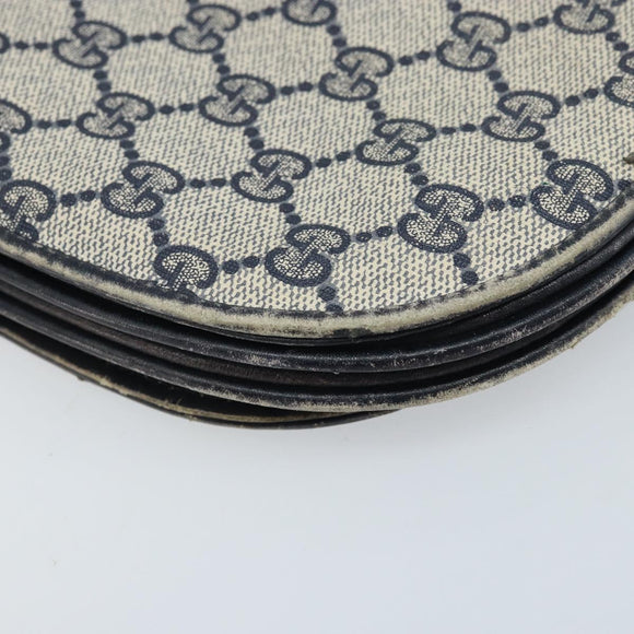 GUCCI GG Supreme Shoulder Bag PVC Navy Gold Auth ka3065