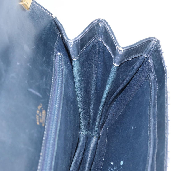 GUCCI GG Supreme Shoulder Bag PVC Navy Gold Auth ka3065