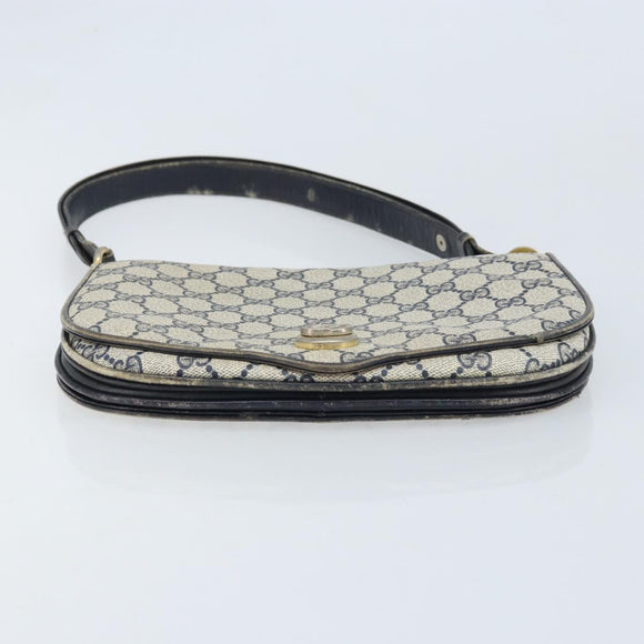 GUCCI GG Supreme Shoulder Bag PVC Navy Gold Auth ka3065
