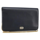 Christian Dior Honeycomb Canvas Chain Bag Leder Schwarz Gold Auth ka3067-1