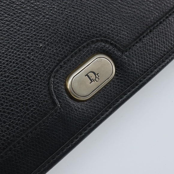 Christian Dior Honeycomb Canvas Chain Bag Leder Schwarz Gold Auth ka3067