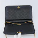 Christian Dior Honeycomb Canvas Chain Bag Leder Schwarz Gold Auth ka3067-15