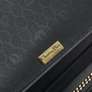 Christian Dior Honeycomb Canvas Chain Bag Leder Schwarz Gold Auth ka3067-16