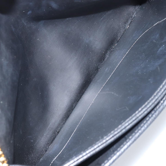 Christian Dior Honeycomb Canvas Chain Bag Leder Schwarz Gold Auth ka3067