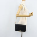 Christian Dior Honeycomb Canvas Chain Bag Leder Schwarz Gold Auth ka3067-22