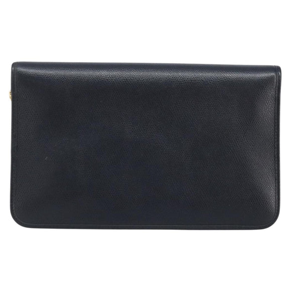 Christian Dior Honeycomb Canvas Chain Bag Leder Schwarz Gold Auth ka3067