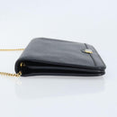 Christian Dior Honeycomb Canvas Chain Bag Leder Schwarz Gold Auth ka3067-5