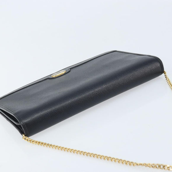 Christian Dior Honeycomb Canvas Chain Bag Leder Schwarz Gold Auth ka3067