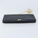 Christian Dior Honeycomb Canvas Chain Bag Leder Schwarz Gold Auth ka3067-9
