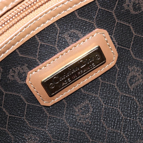 Christian Dior Handtasche Wabenmuster Canvas PVC Schwarz Gold Auth ka3068A