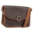 CELINE Macadam Canvas Shoulder Bag PVC Leather Brown Gold Auth ka3071-1